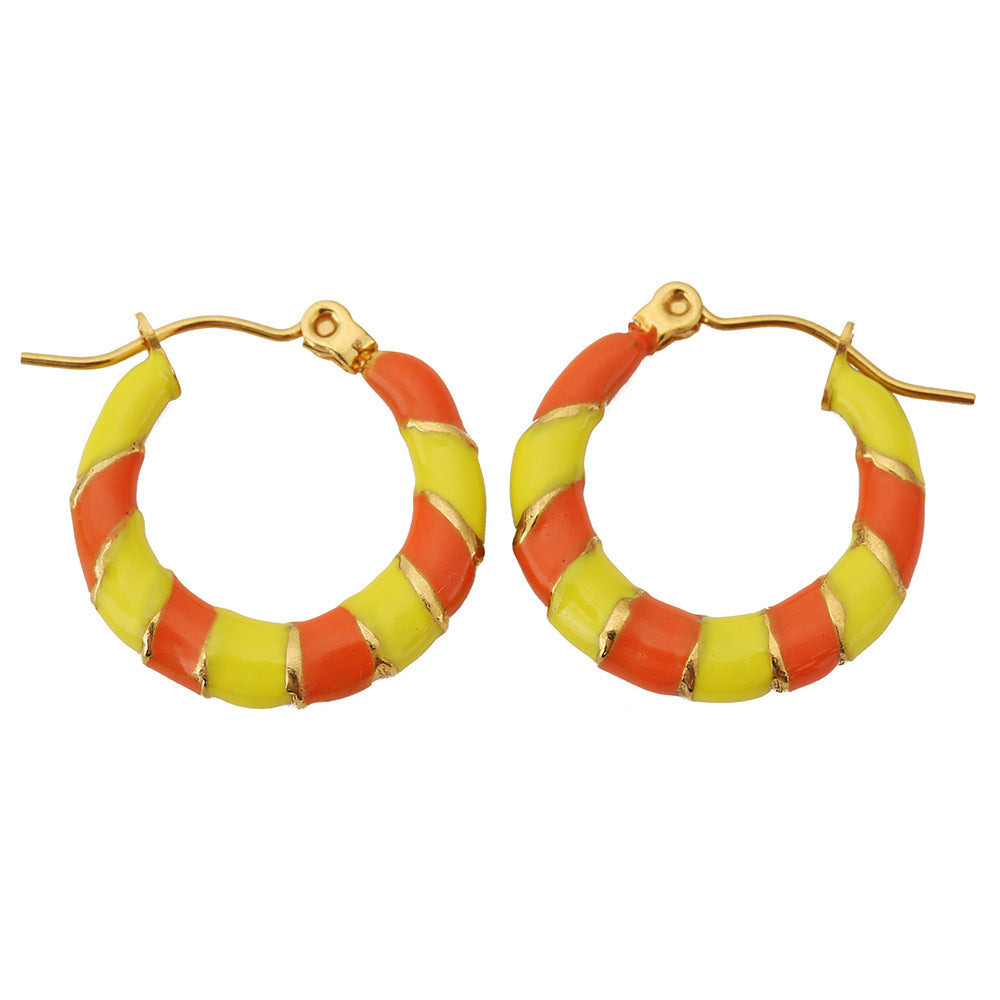 Two-Tone Oil Drop C-Shaped Earrings