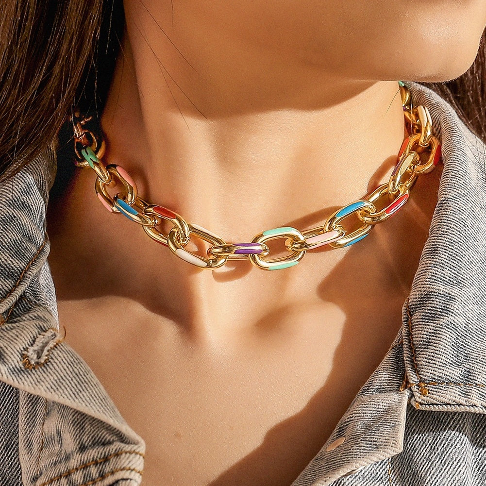 Multicolour Cuban Link Necklace