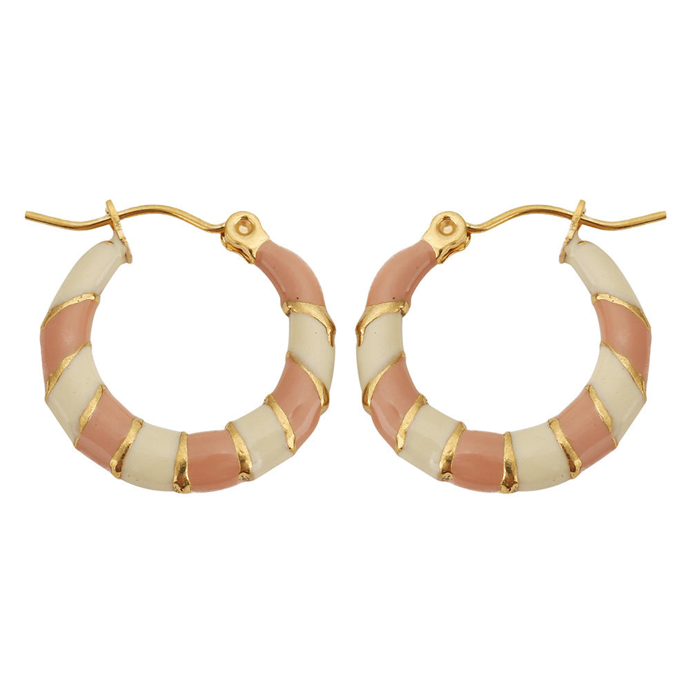 Two-Tone Oil Drop C-Shaped Earrings