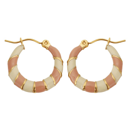 Two-Tone Oil Drop C-Shaped Earrings