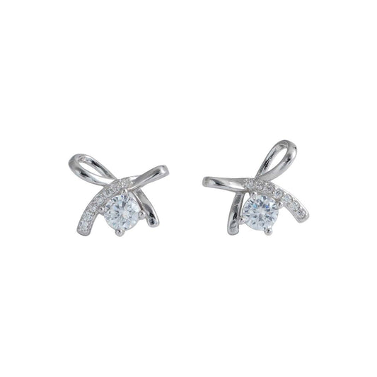 Zircon Bow Stud Earrings