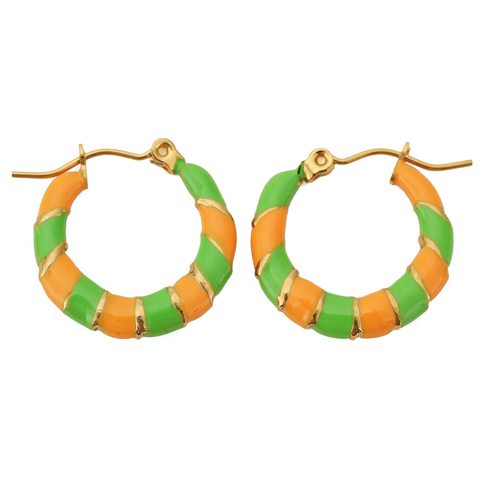 Two-Tone Oil Drop C-Shaped Earrings