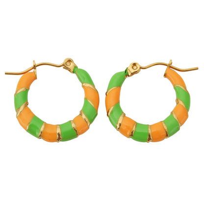 Two-Tone Oil Drop C-Shaped Earrings