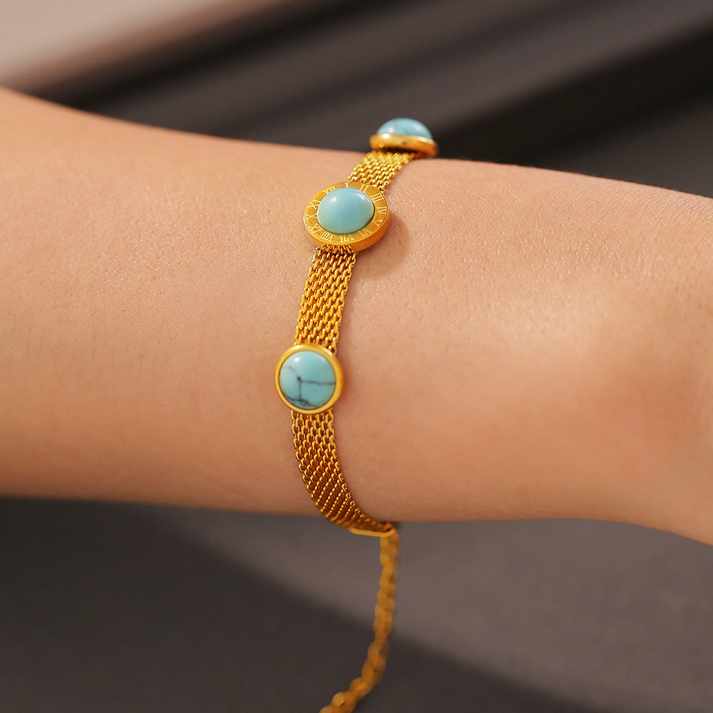 Wide Mesh Turquoise Bracelet