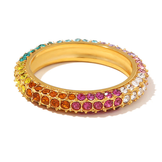 Inlaid Multicolour Zircon Ring