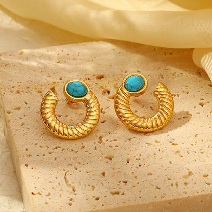 Turquoise Disc Hoop Earrings