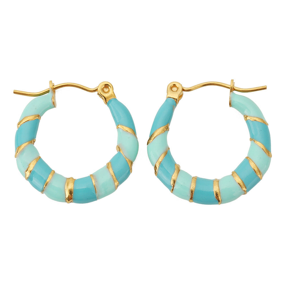 Two-Tone Oil Drop C-Shaped Earrings