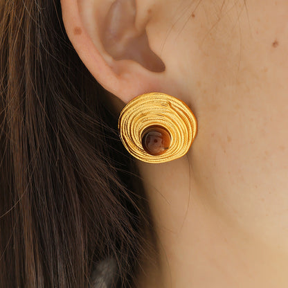 Tigereye Gold Earrings