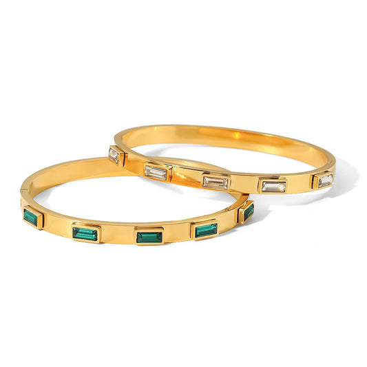 Rectangular Zircon Inlaid Bracelet