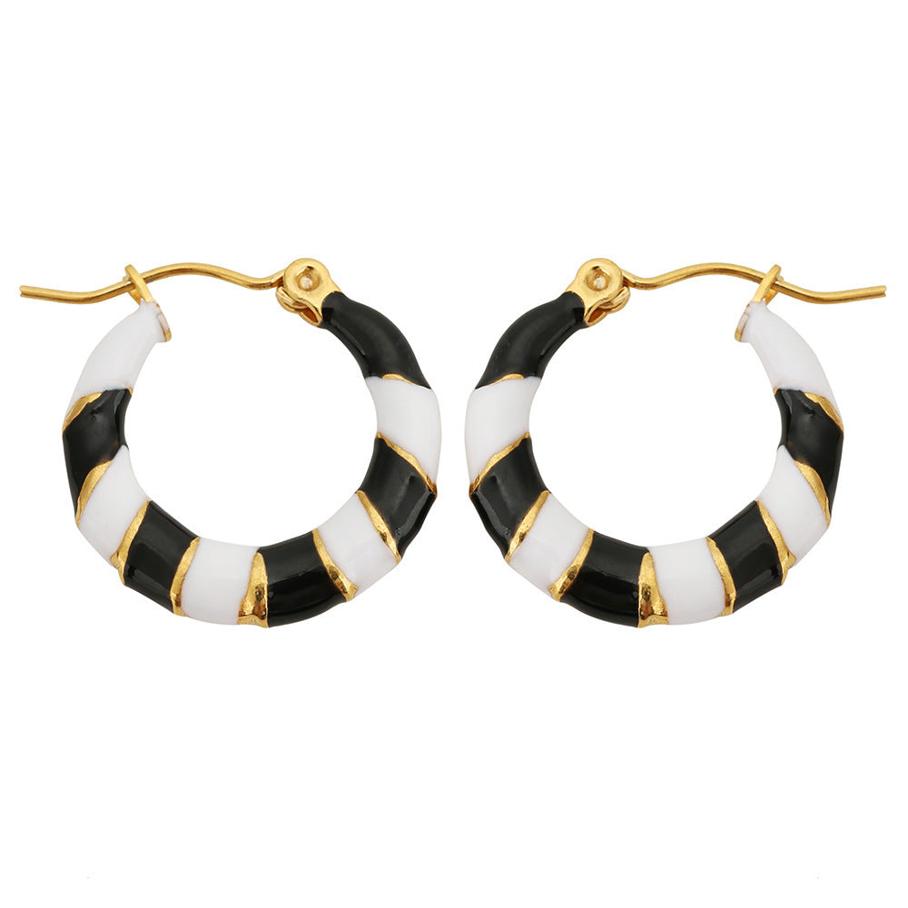 Two-Tone Oil Drop C-Shaped Earrings