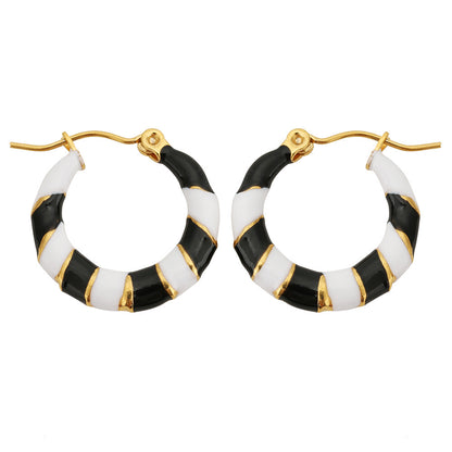 Two-Tone Oil Drop C-Shaped Earrings