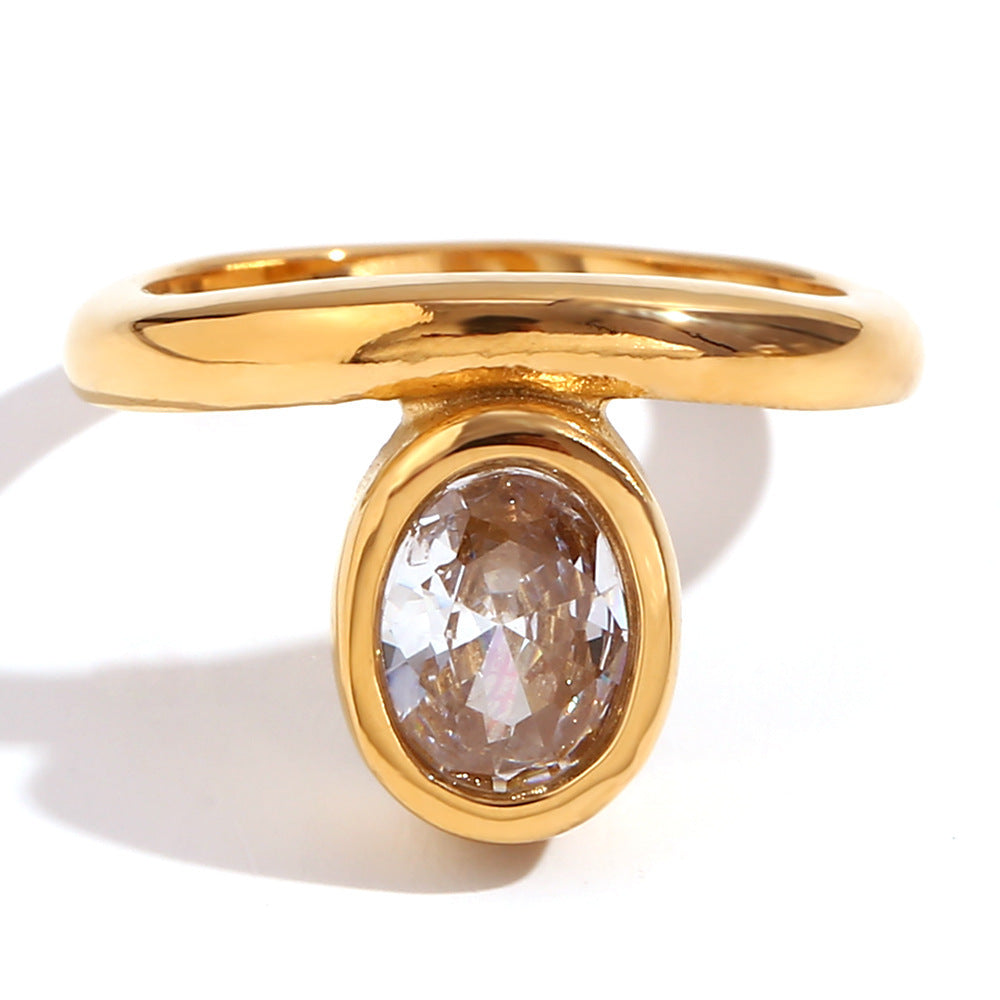 Ellipse Zircon Crown Ring