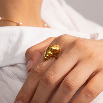 Textured Gold Shell Ring