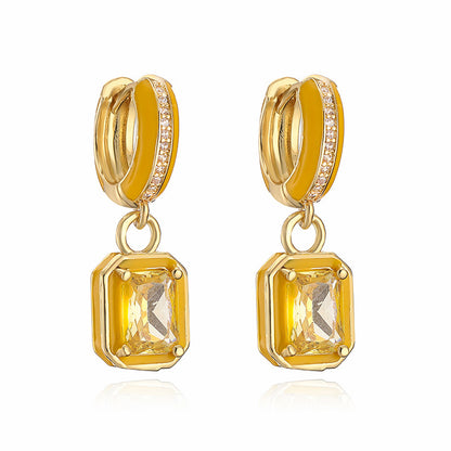 Diamond Cube Drop Earrings