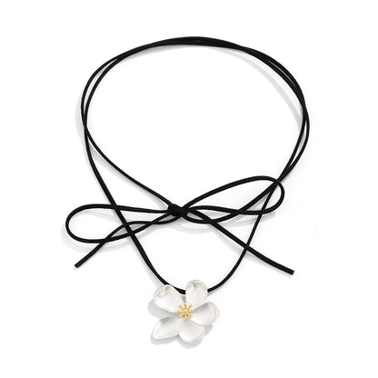 Five Petal Pendant Rope Necklace