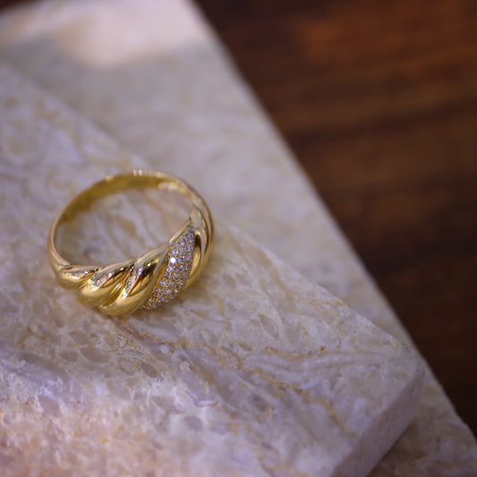 Gold Zircon Encrusted Ring