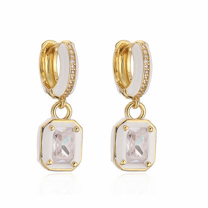 Diamond Cube Drop Earrings