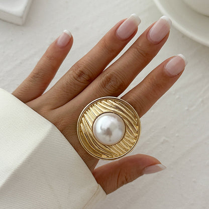 Corrugated Pearl Ring