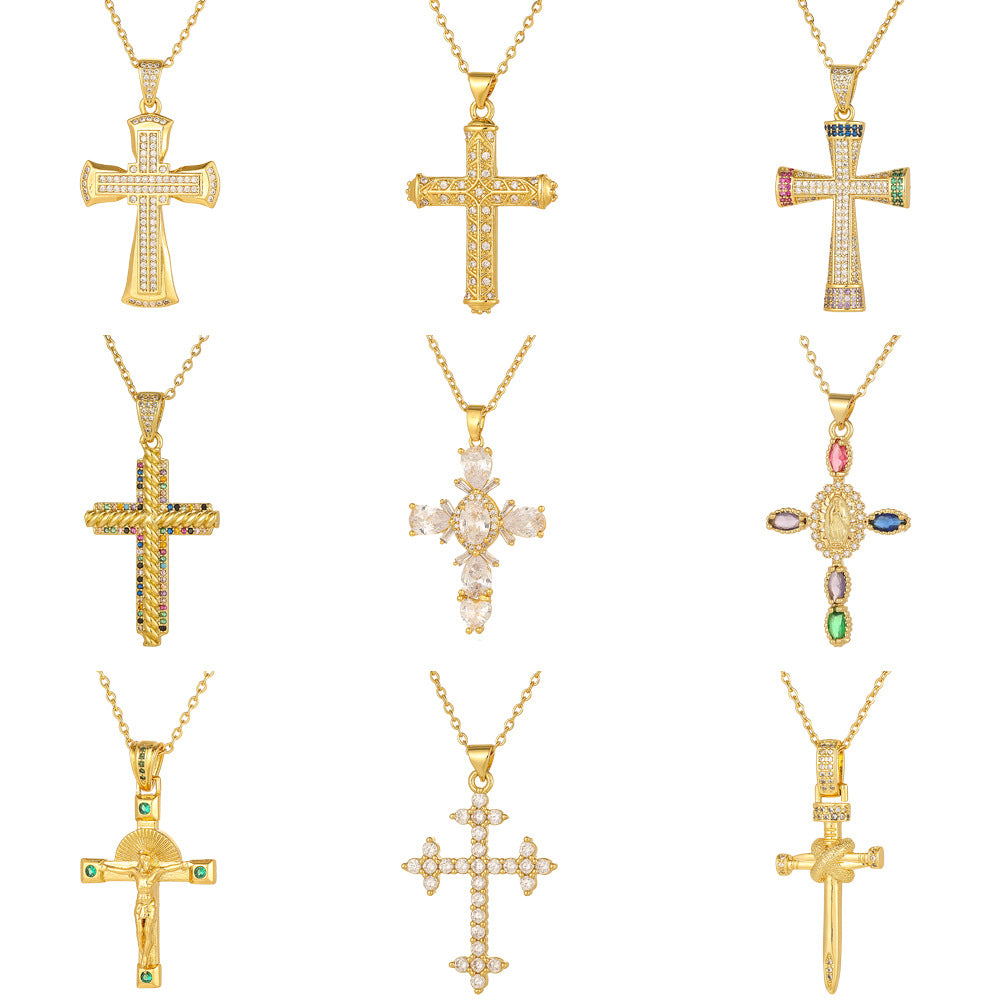 Gold Cross Ensemble Necklace