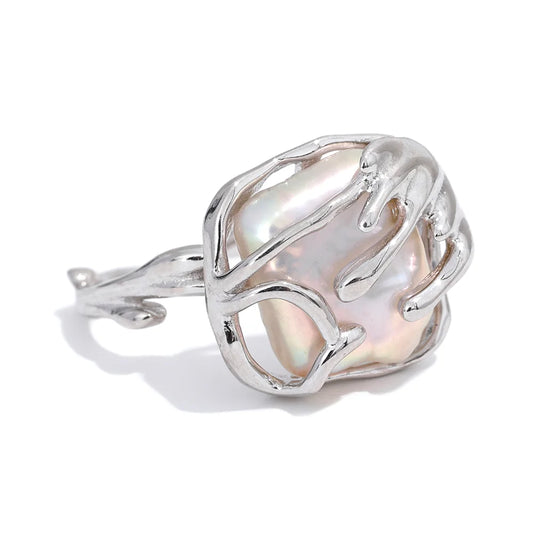 Irregular Faux Baroque Pearl Ring