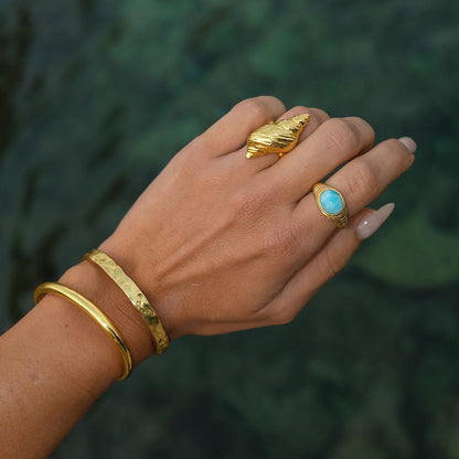 Textured Gold Shell Ring