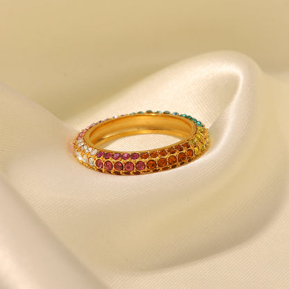 Inlaid Multicolour Zircon Ring