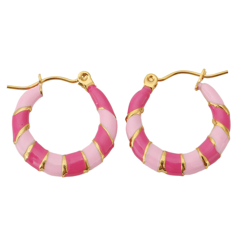 Two-Tone Oil Drop C-Shaped Earrings