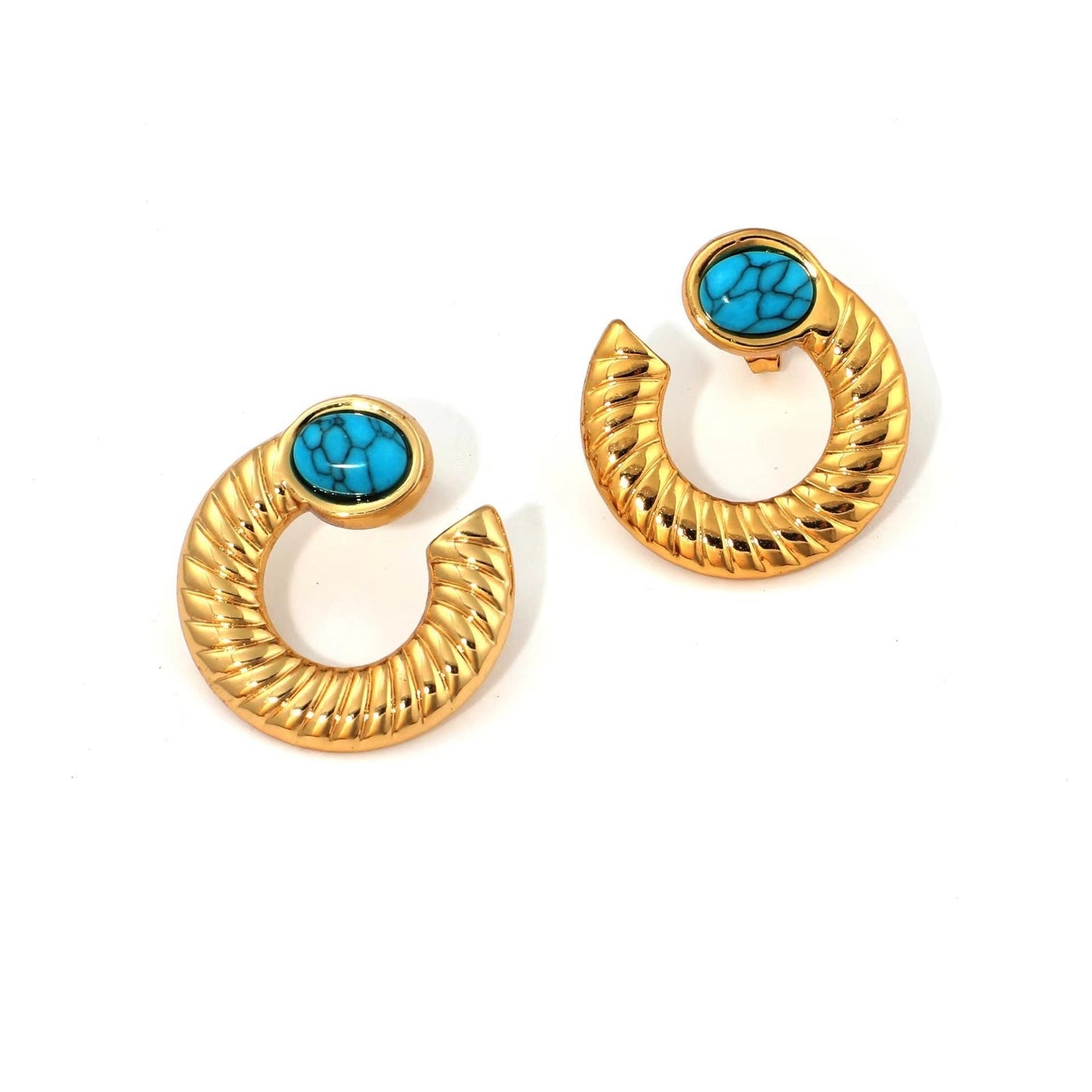 Turquoise Disc Hoop Earrings