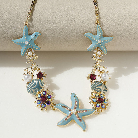 Starfish Shell Chain Necklace