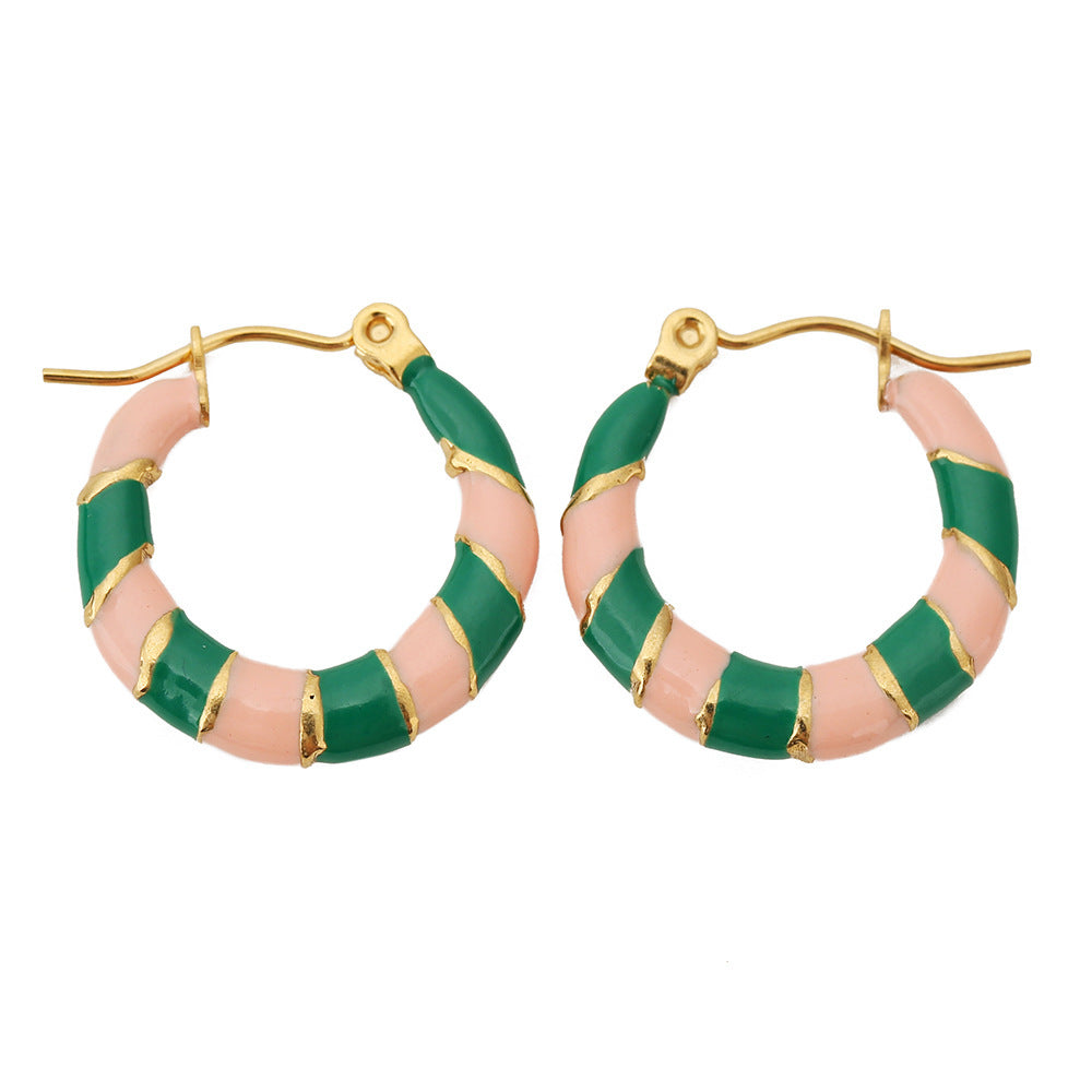 Two-Tone Oil Drop C-Shaped Earrings