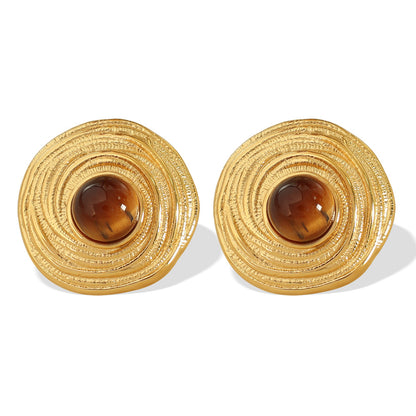 Tigereye Gold Earrings