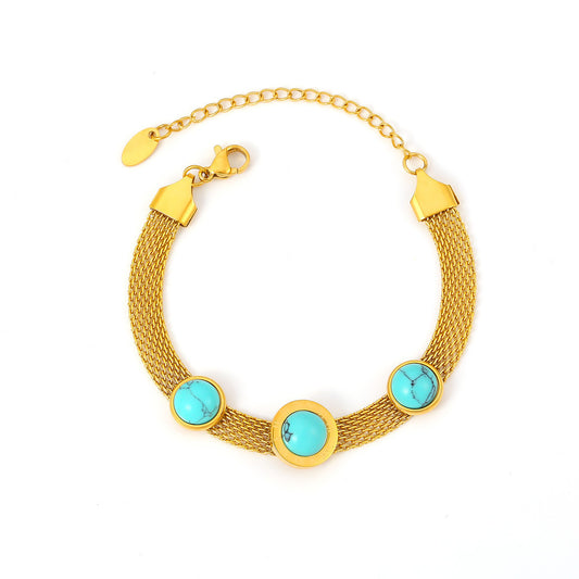 Wide Mesh Turquoise Bracelet