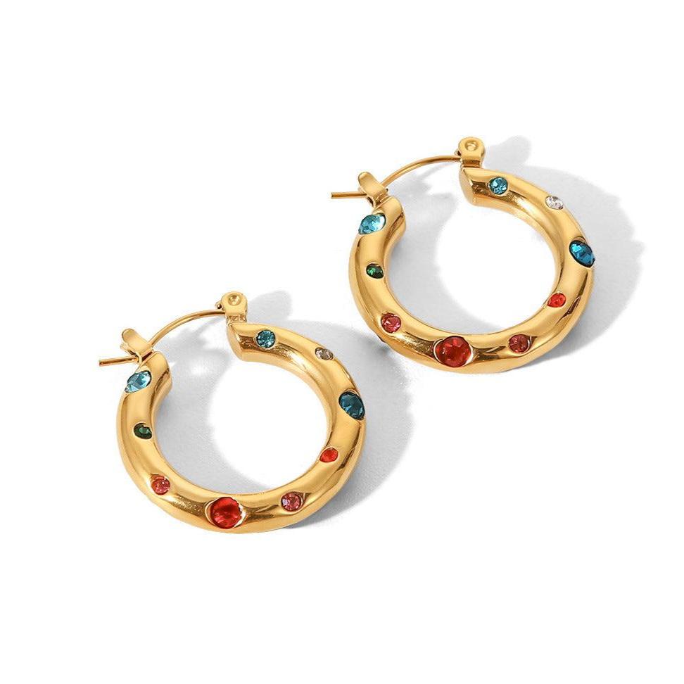 Zircon Pearl Hoop Earrings