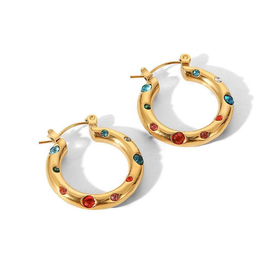 Zircon Pearl Hoop Earrings