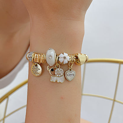 Flower & Elephant Charm Bracelet