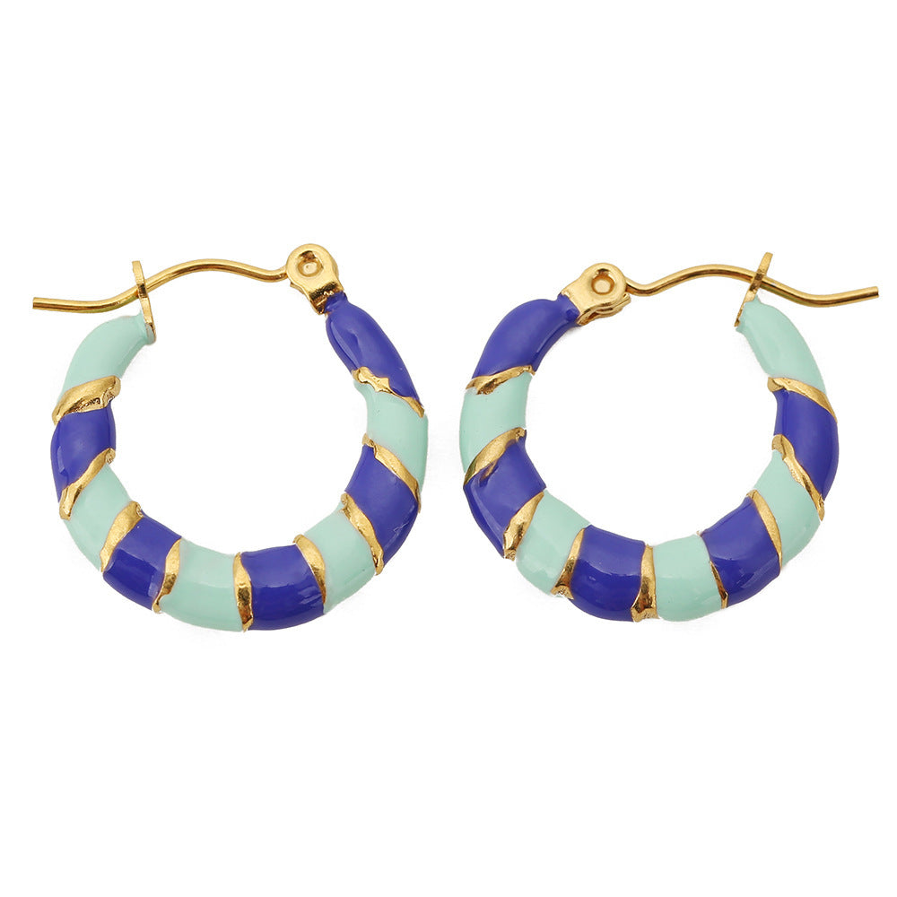 Two-Tone Oil Drop C-Shaped Earrings