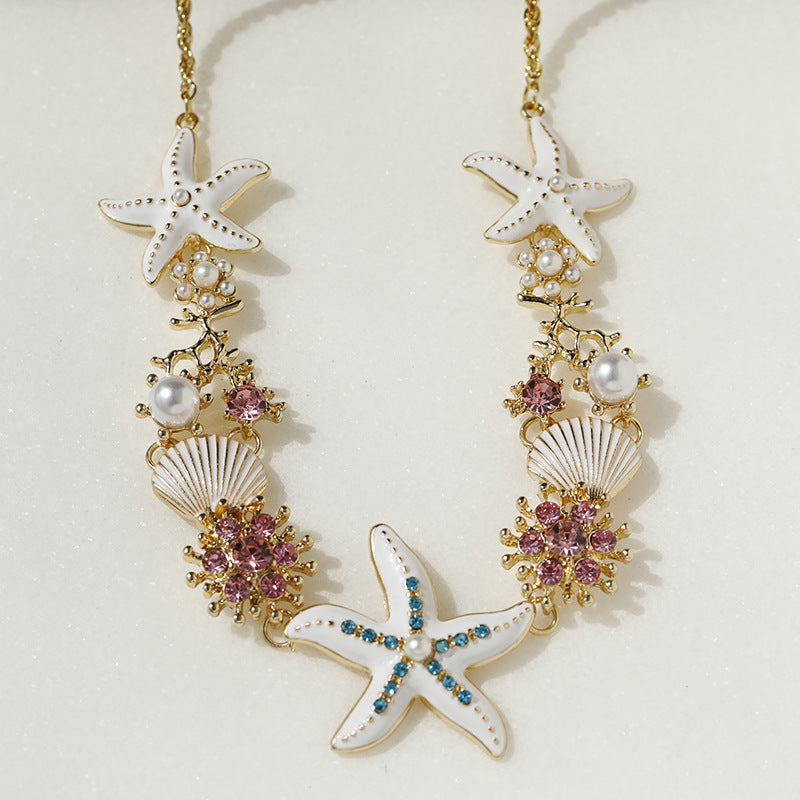 Starfish Shell Chain Necklace